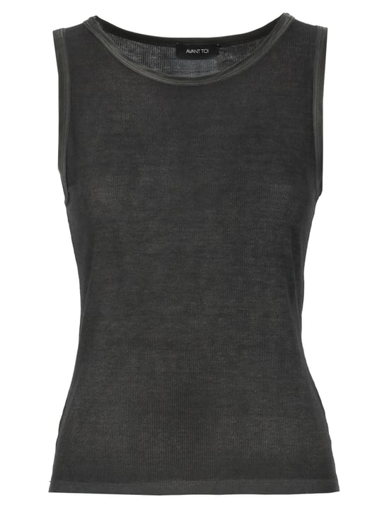 Avant Toi Black Silk-Blend Tank Top