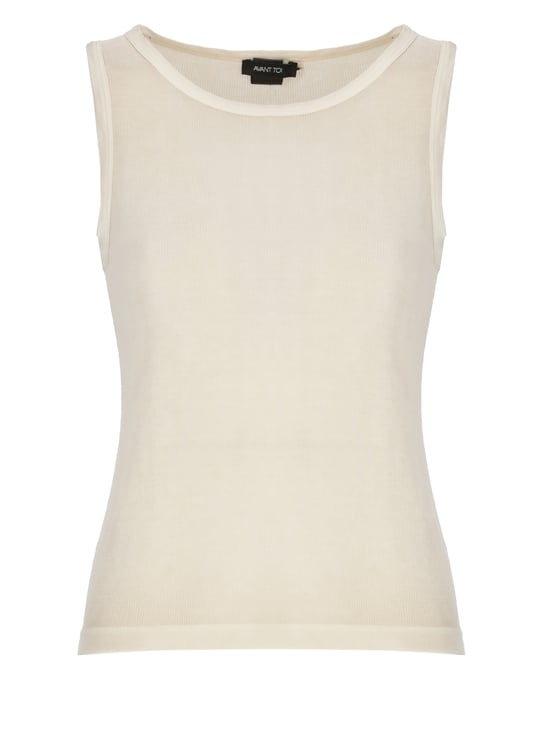 Avant Toi Beige Silk-Blend Tank Top