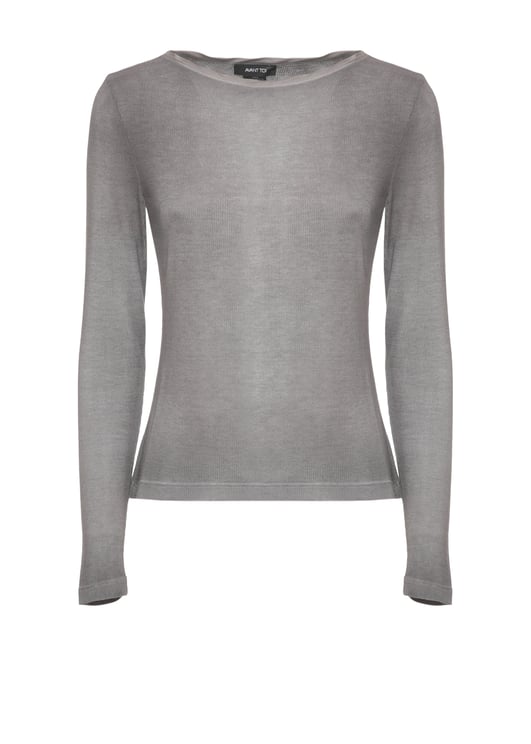 Avant Toi Grey Round Neck Silk-Blend Sweater