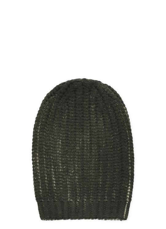 Avant Toi Ribbed Green Wool And Cashmere Beanie