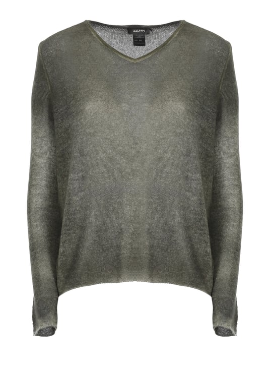 Avant Toi Green Seamless Edge Cashmere Sweater