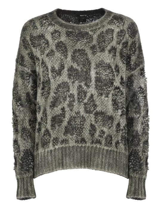 Avant Toi Grey Textured Knit Crewneck Sweater