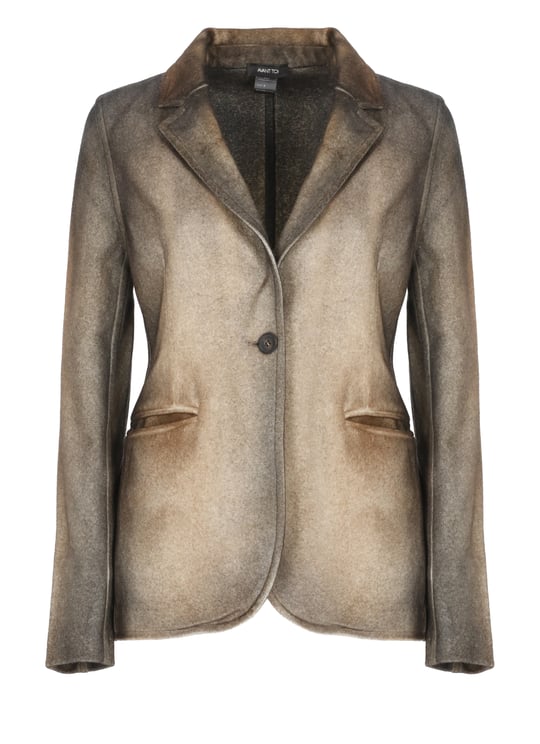 Avant Toi Beige Gradient Spear Collar Jacket