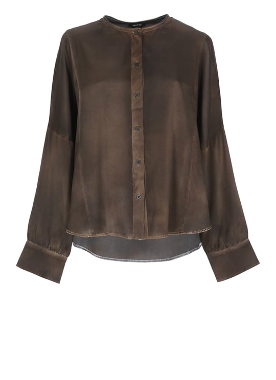 Avant Toi Brown Extended Hem Silk Shirt