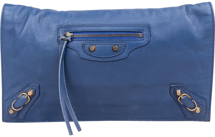 Balenciaga Balenciaga Blue Leather City Clutch