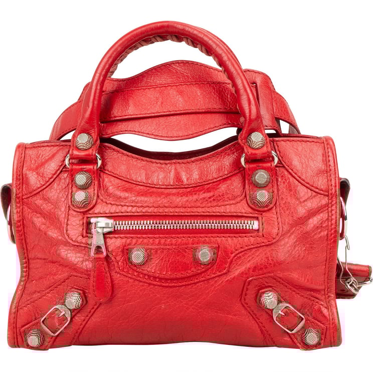 Balenciaga Balenciaga Red Leather Mini City Handbag