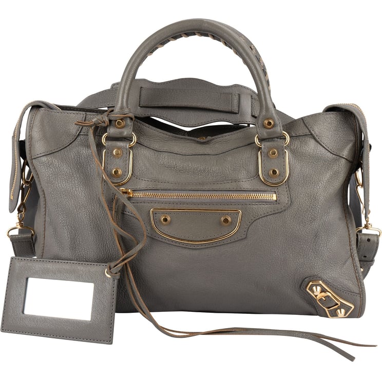 Balenciaga Balenciaga Grey Grained Leather City Handbag