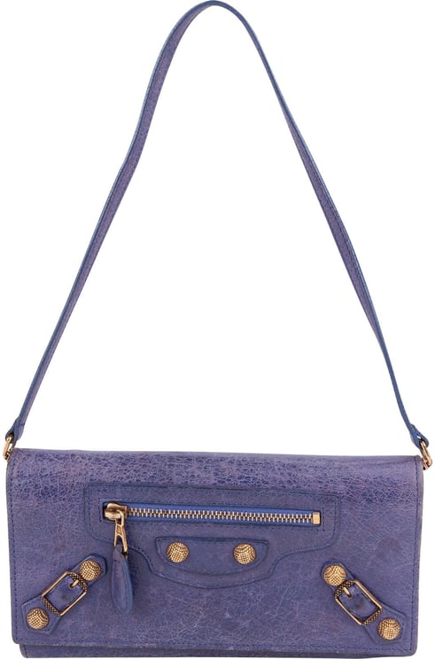 Balenciaga Balenciaga Purple Lether City Wallet on Strap Shoulder Bag