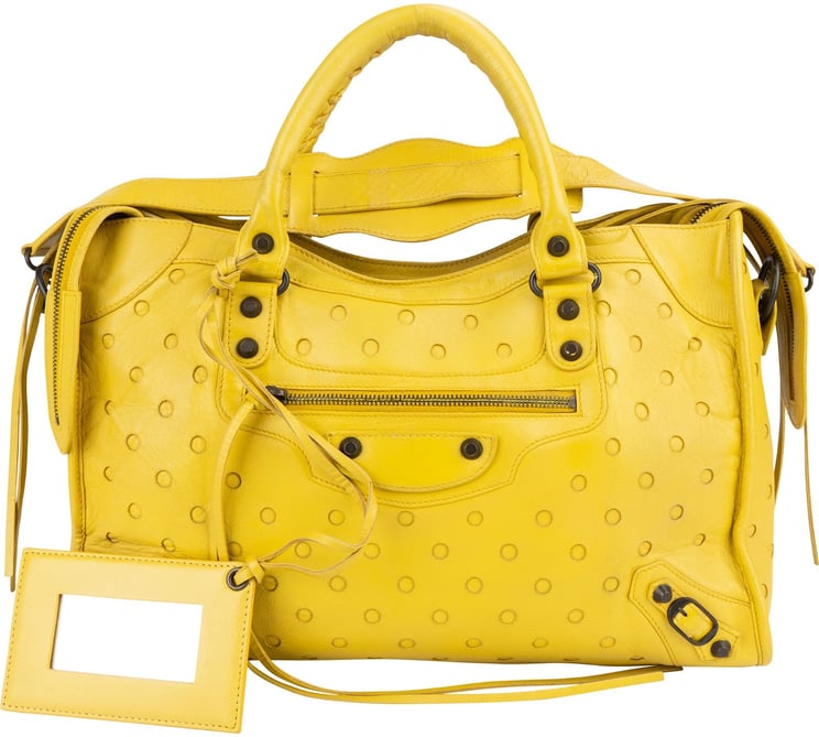 Balenciaga Balenciaga Yellow Perforated Leather City Handbag