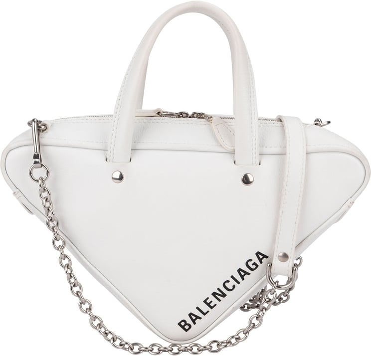 Balenciaga Balenciaga White. Leather Triangle Duffle S Crossbody Handbag