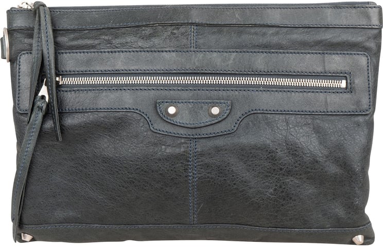 Balenciaga Balenciaga Dark Green Arena Leather City Pochette Clutch