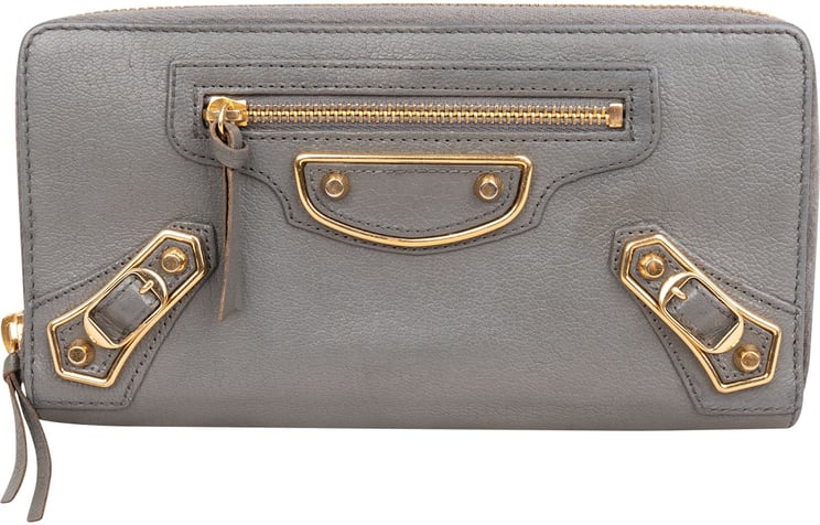 Balenciaga Balenciaga Grey Classic Leather Zip Wallet