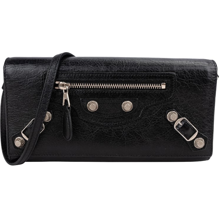 Balenciaga Balenciaga Black Leather Classic City Wallet On Strap Shoulder Bag