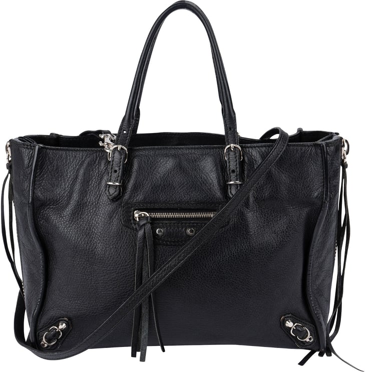 Balenciaga Balenciaga Black Grained Leather Small City Side Zip Tote Handbag