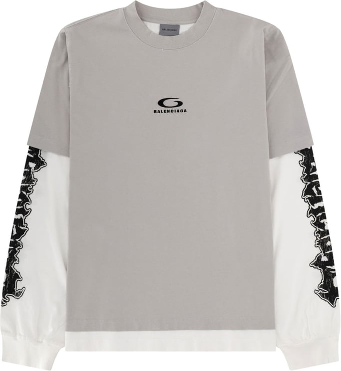 Balenciaga T-SHIRT IBRIDA DOPPIA CON LOGO