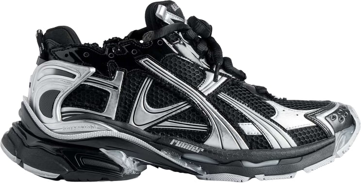 Balenciaga Black/Silver Runner Mesh Chunky Sneakers