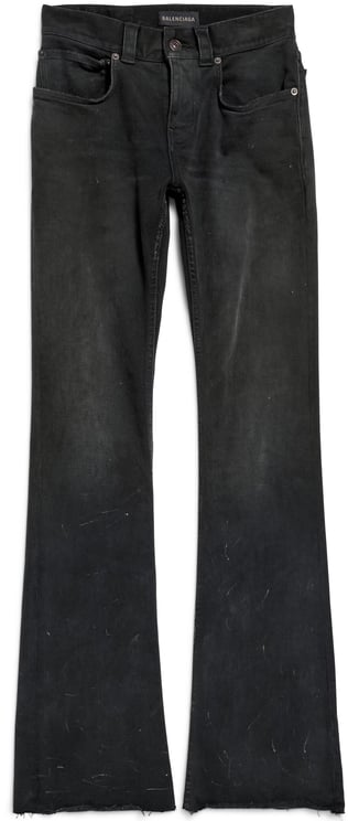Balenciaga Black Bootcut Distressed Cotton Jeans