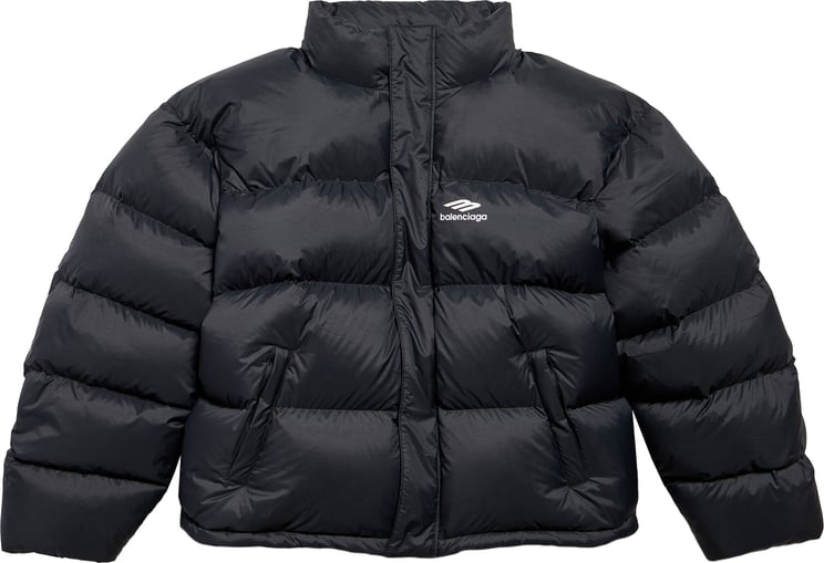 Balenciaga Matte Black Ski Puffer Cropped Jacket