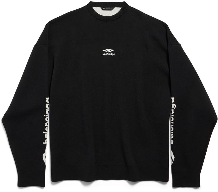 Balenciaga Black Ski Crewneck Vertical Logo Sweater