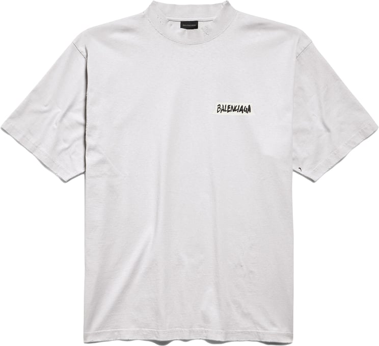 Balenciaga White Medium Fit Logo Cotton T-Shirt
