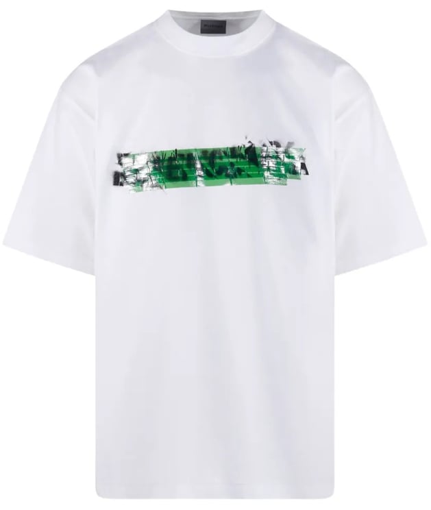 Balenciaga White Medium Fit Abstract Cotton T-Shirt