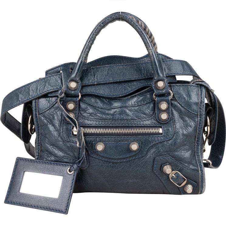 Balenciaga Balenciaga Blue Leather Mini City Handbag