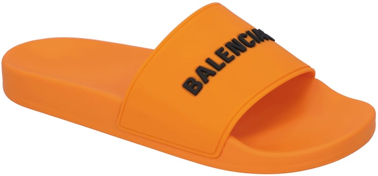 Balenciaga Logo Pool Slide Orange