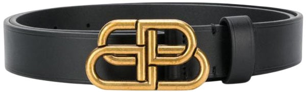 Balenciaga Cintura nera Logo oro