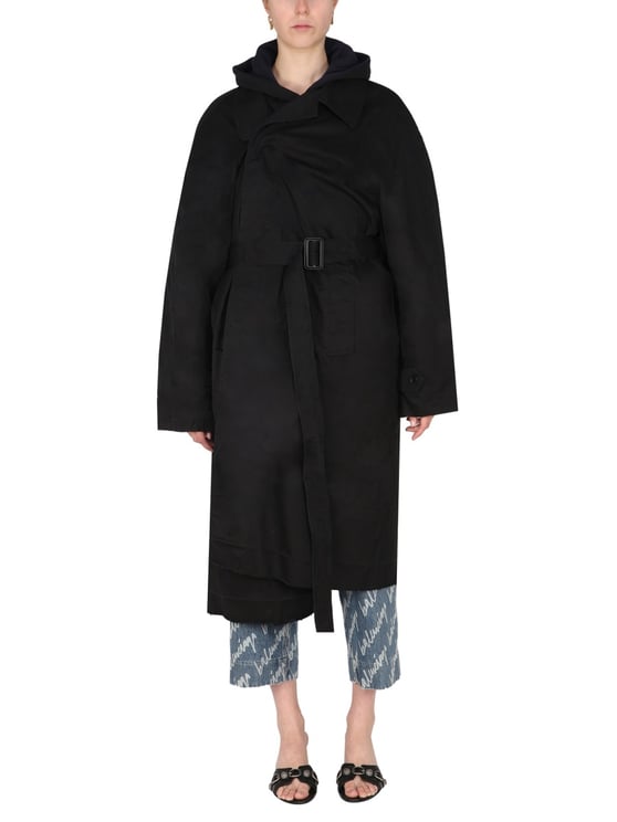 Balenciaga Oversized Carcoat with Pointed Collar and Concealed Closure