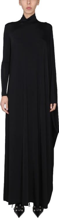 Balenciaga Sleek Minimalist Maxi Dress in Stretch Nylon Jersey