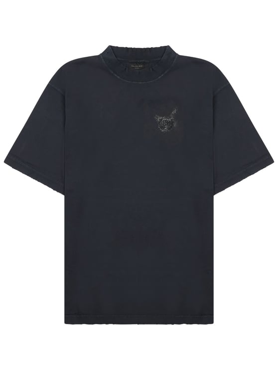 Balenciaga Boxy Fit T-Shirt With Distressed Graphic Accents
