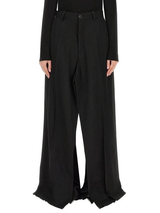 Balenciaga Tailored Double Front Wool Pants with Structured Silhouette
