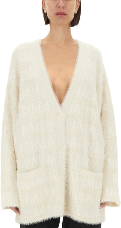 Balenciaga Oversized V-Neck Cardigan with Relaxed Fit