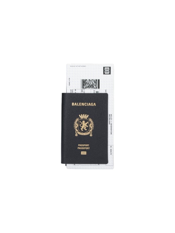 Balenciaga Black Passport Ticket Graphic Long Wallet