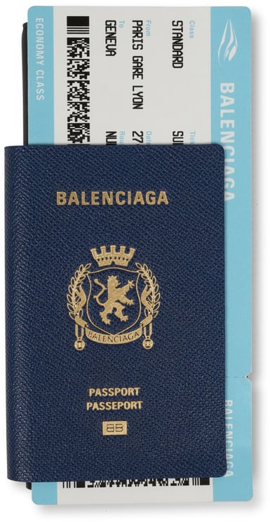 Balenciaga Textured Leather Passport Wallet With Embossed Emblem