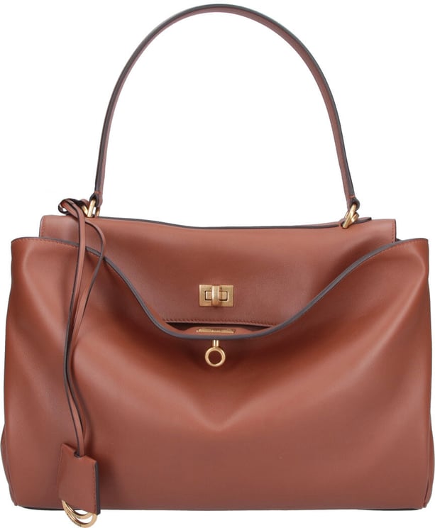 Balenciaga Brown Rodeo Medium Calfskin Leather Handbag
