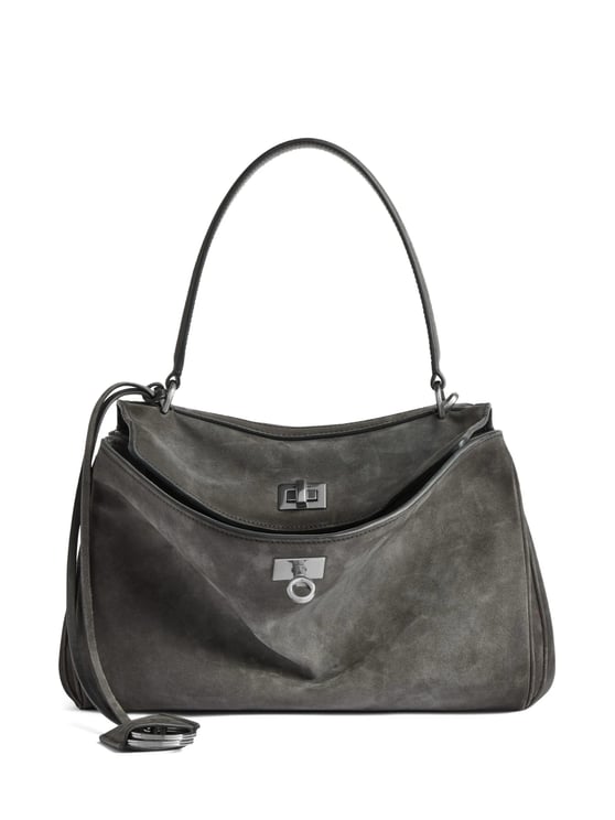 Balenciaga Structured Grey Handbag with Top Handle and Detachable Strap