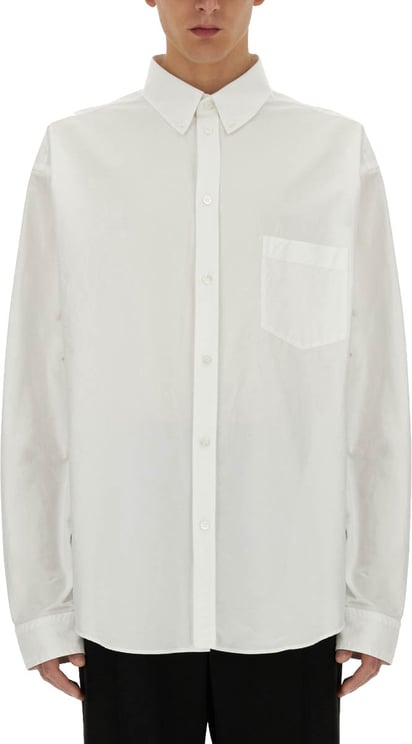 Balenciaga Relaxed Fit White Cotton Shirt with Classic Collar