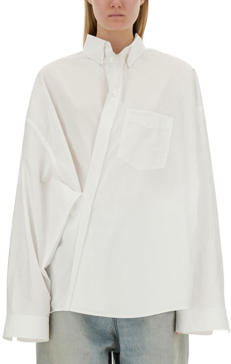 Balenciaga Wrap-Style White Shirt With Oversized Fit
