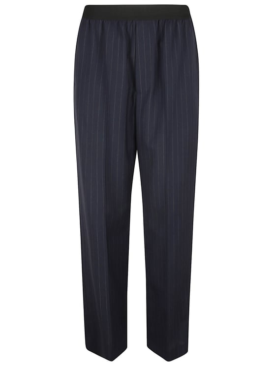Balenciaga Relaxed Fit Blue Trousers With Subtle Pinstripes