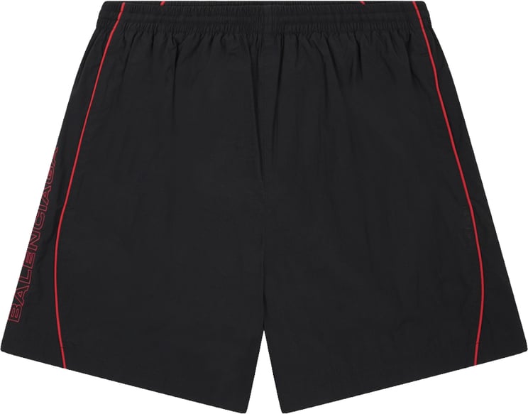 Balenciaga Sleek Black Sports Shorts With Red Piping