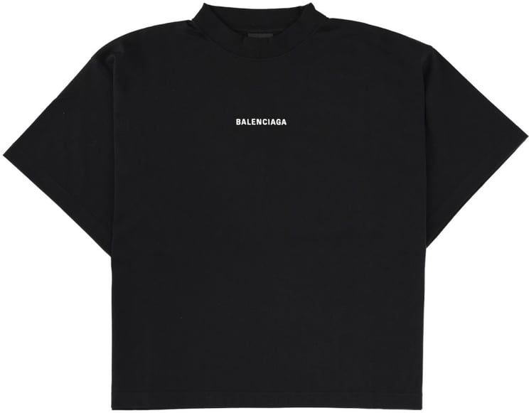 Balenciaga Cropped Black T-Shirt With Bold Logo Print