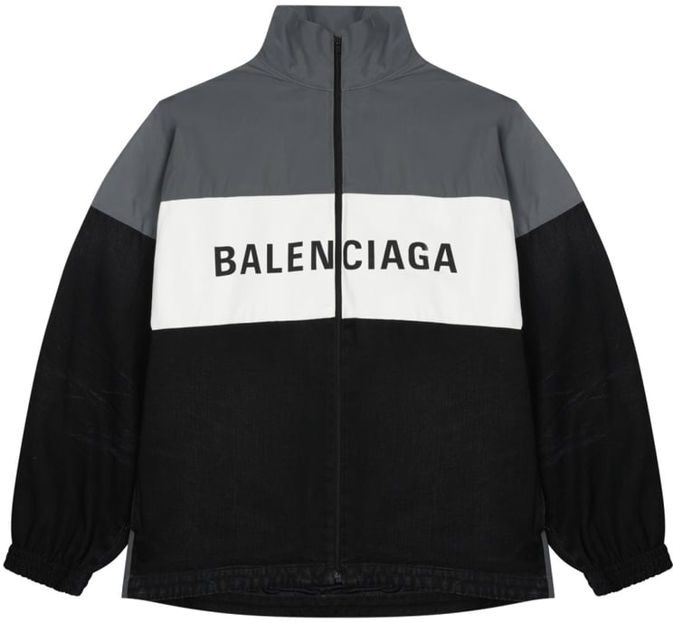 Balenciaga Color-Block Oversized Jacket With Bold Logo