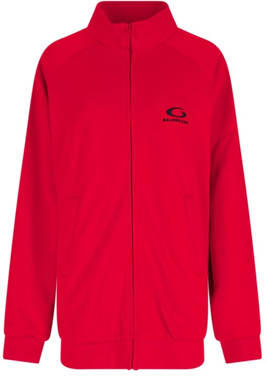 Balenciaga Zip-Up Logo Sweatshirt – Red
