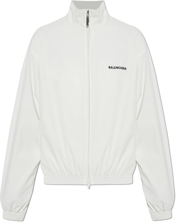 Balenciaga White Tracksuit High Collar Polyester Jacket