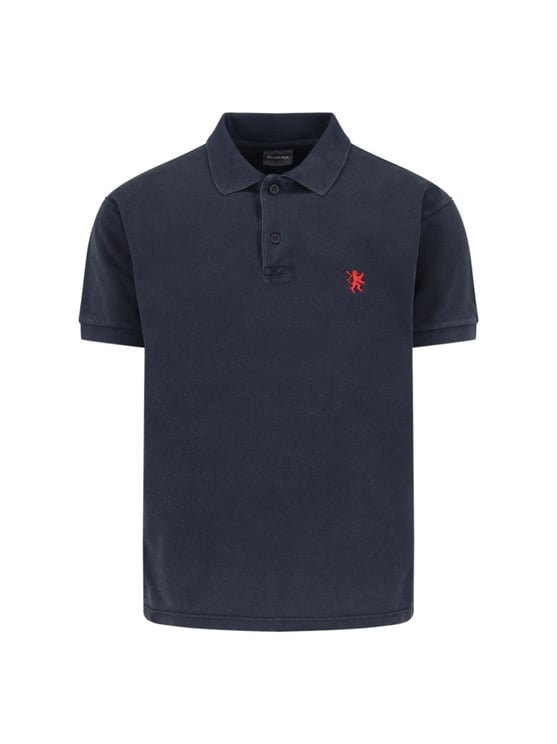 Balenciaga Embroidered Polo Shirt – Black/Red