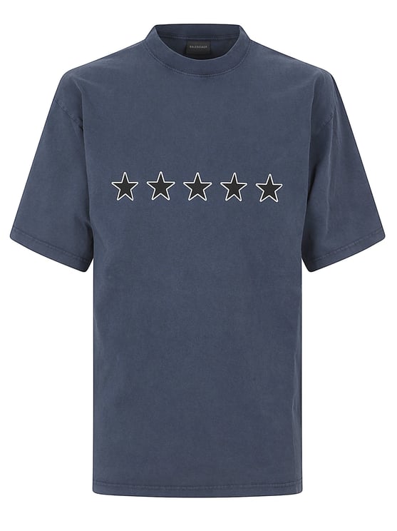 Balenciaga Washed Effect Oversized T-Shirt with Logo Prints