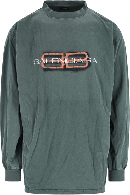 Balenciaga "Bb Incon Stencil" Long-Sleeve T-Shirt – Green
