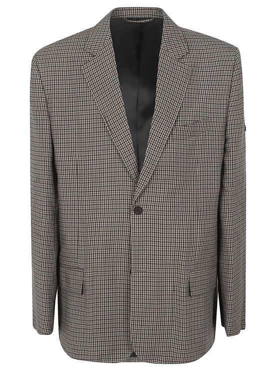 Balenciaga Checkered Blazer with Structured Shoulders and Button Closure