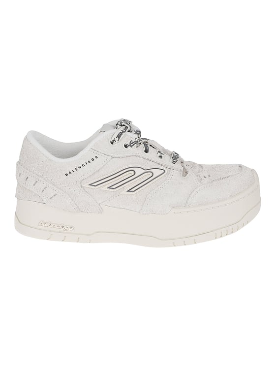 Balenciaga Brushed Suede Calfskin Low-Top Sneakers with Iconic Sports Motifs